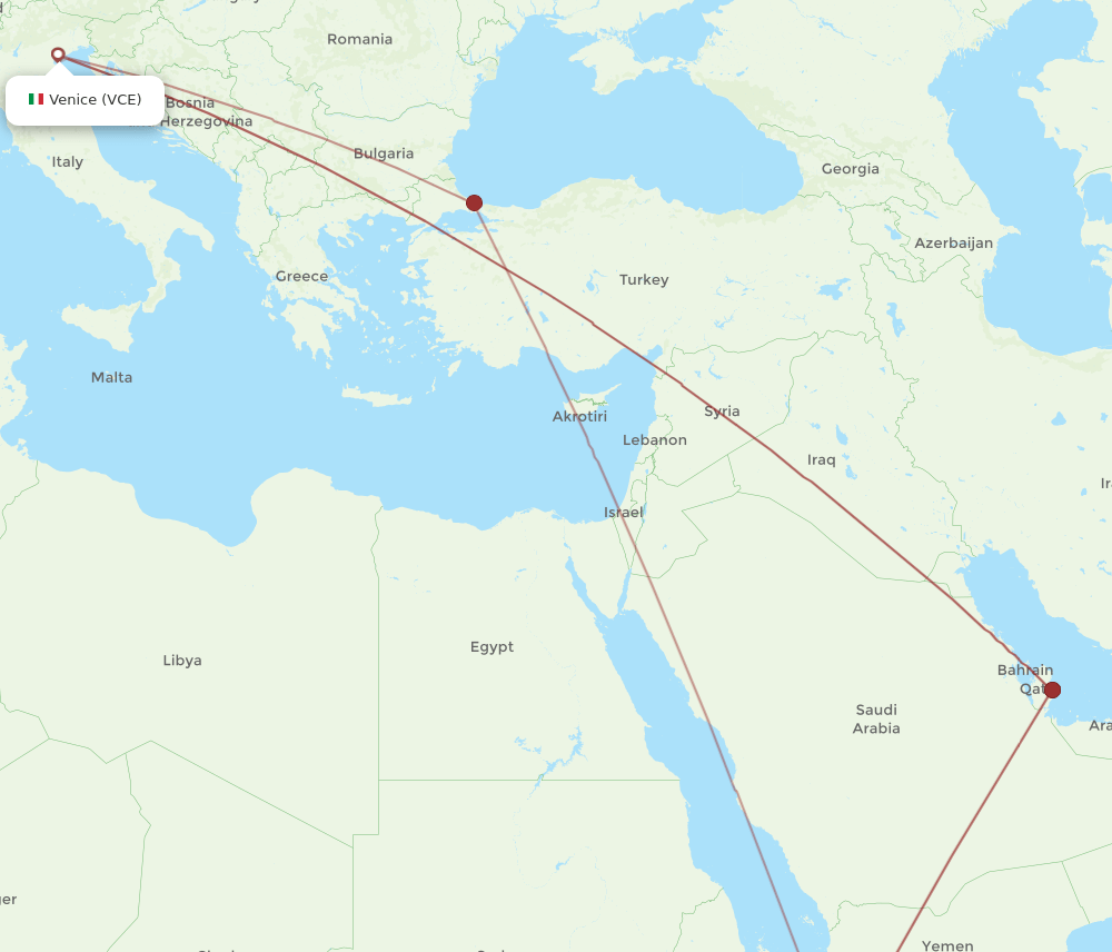JIB-VCE flight routes