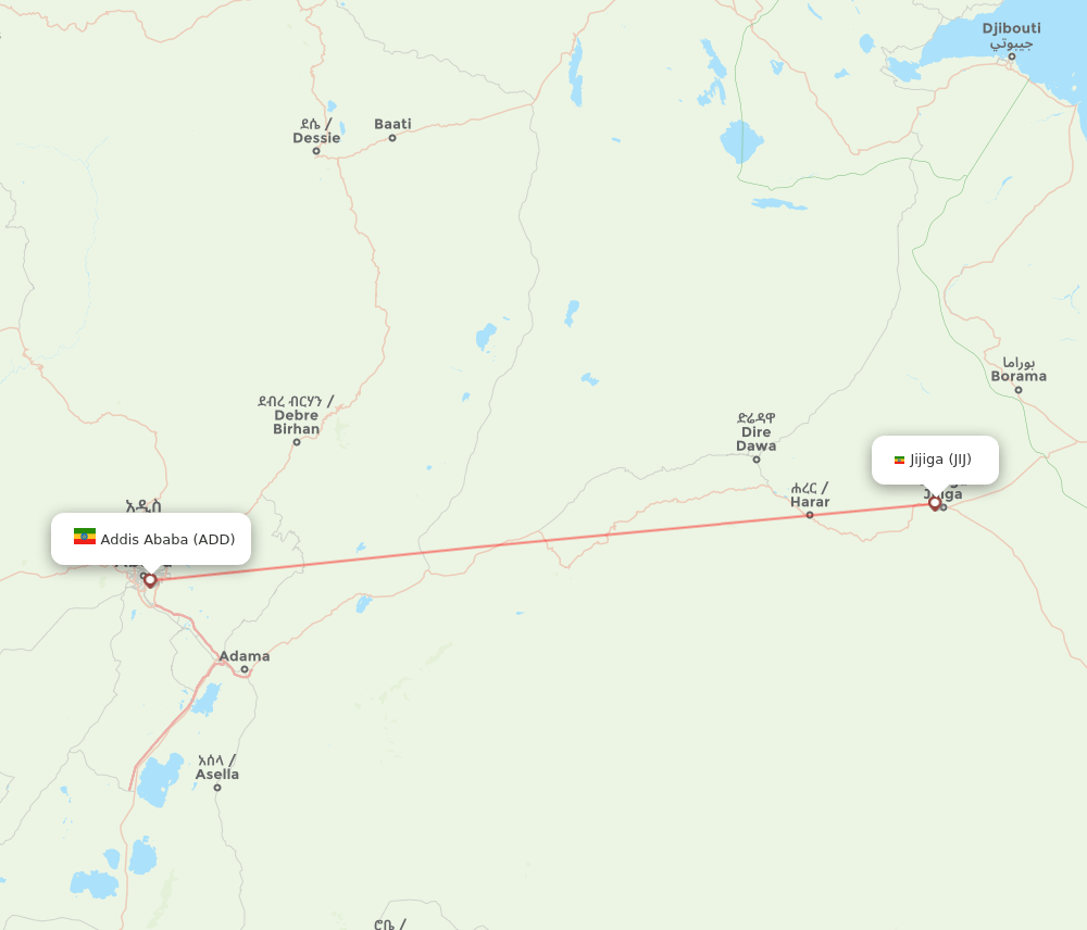JIJ to ADD flights and routes map