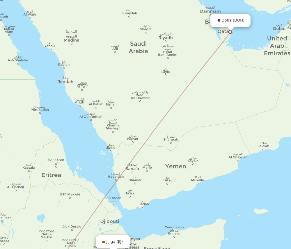 JIJ-DOH flight routes