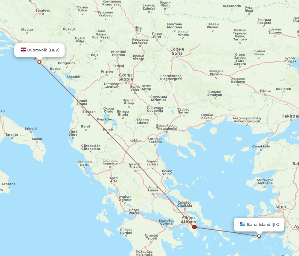 JIK-DBV flight routes