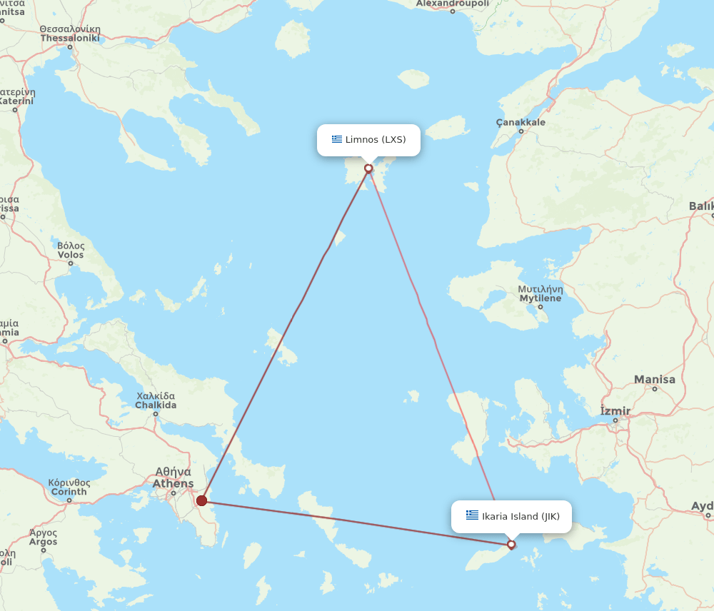 JIK to LXS flights and routes map