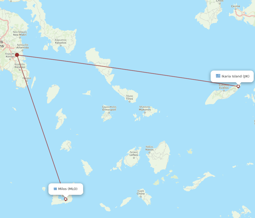 JIK-MLO flight routes