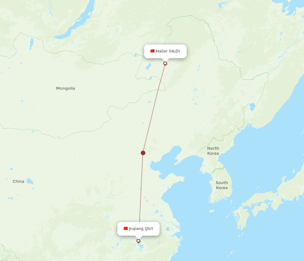 JIU to HLD flights and routes map
