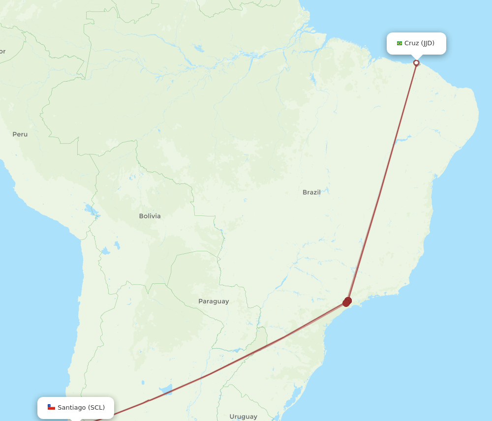 Santiago - Cruz route map and flight paths