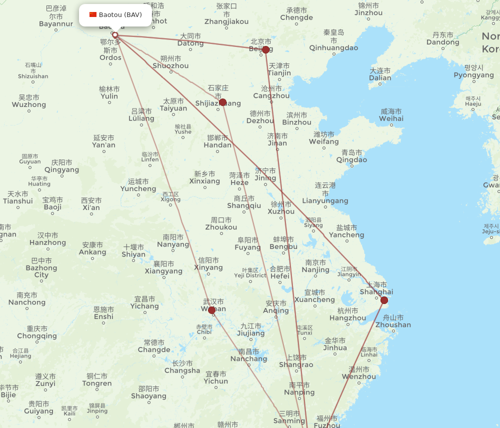 JJN to BAV flights and routes map