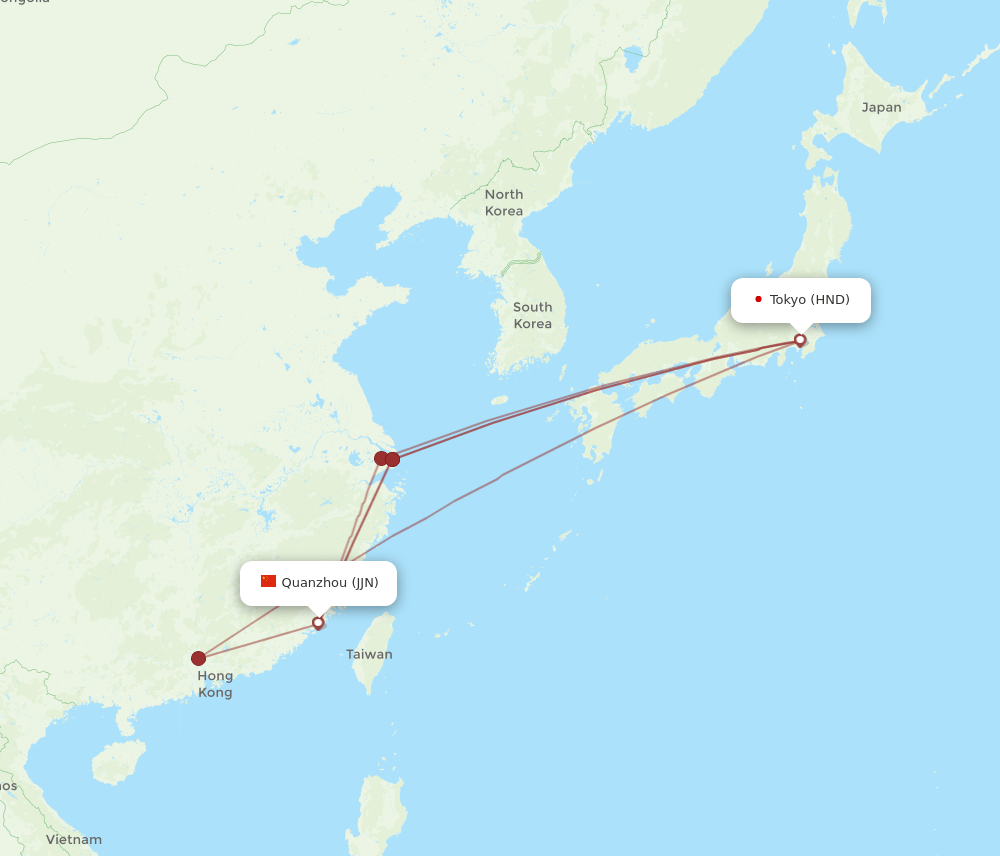 JJN-HND flight routes