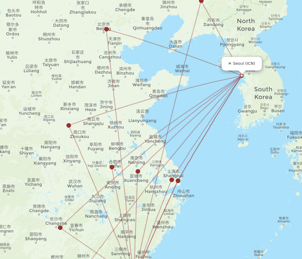 JJN-ICN flight routes