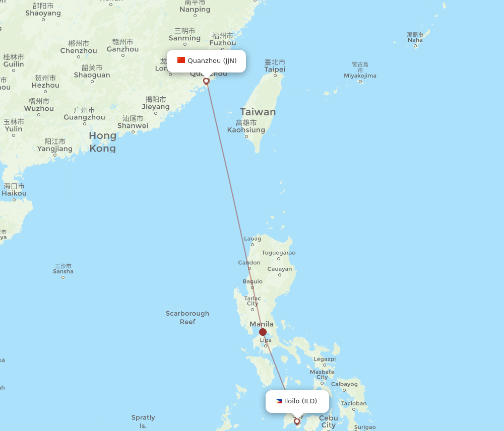 JJN-ILO flight routes