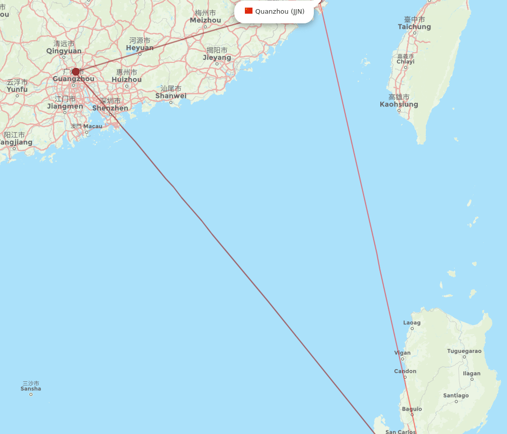 JJN-MNL flight routes