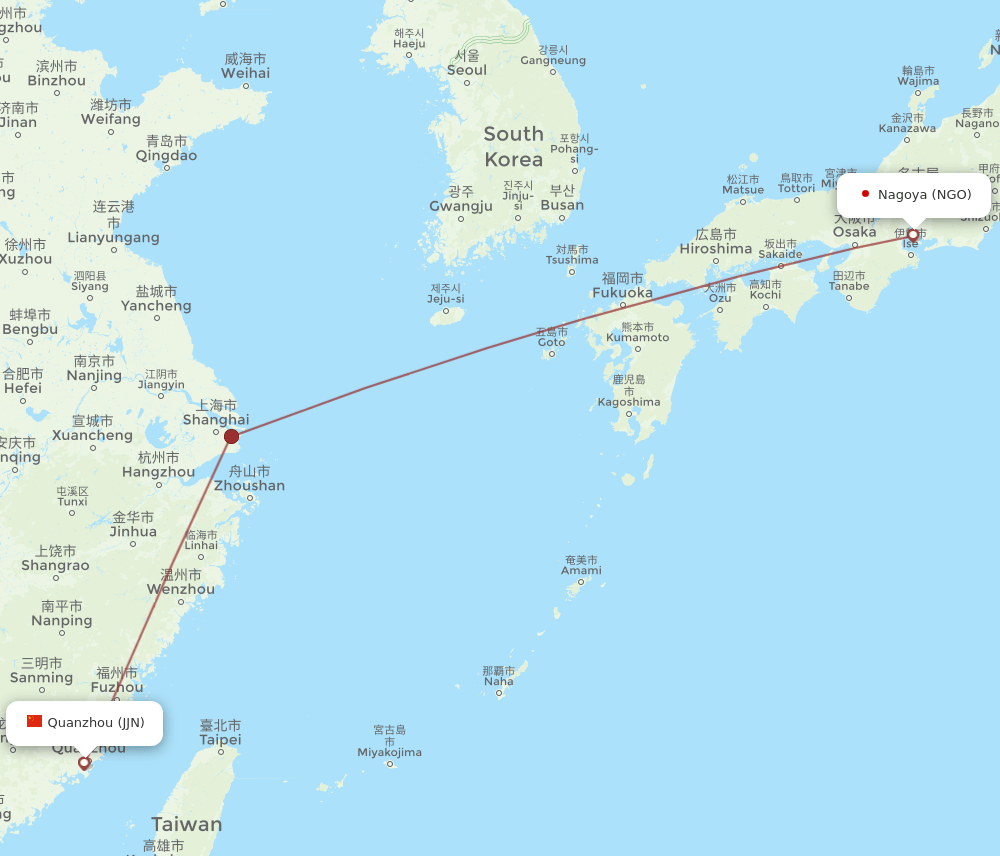 JJN-NGO flight routes
