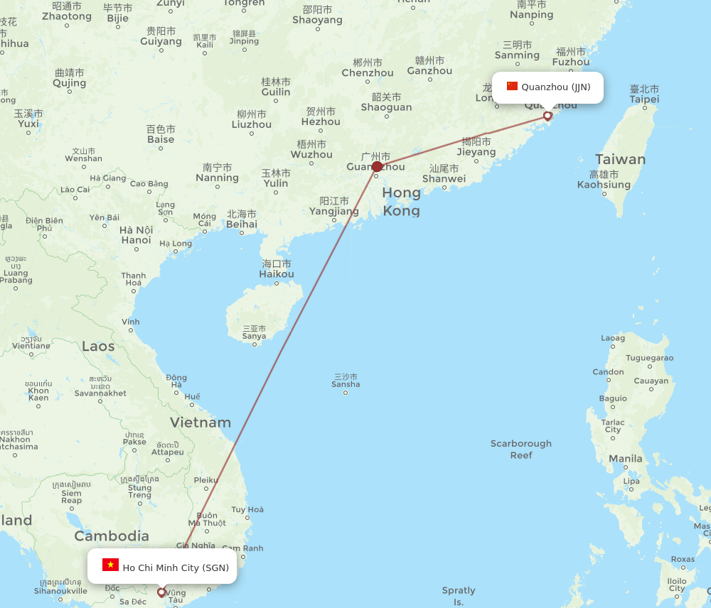 JJN-SGN flight routes