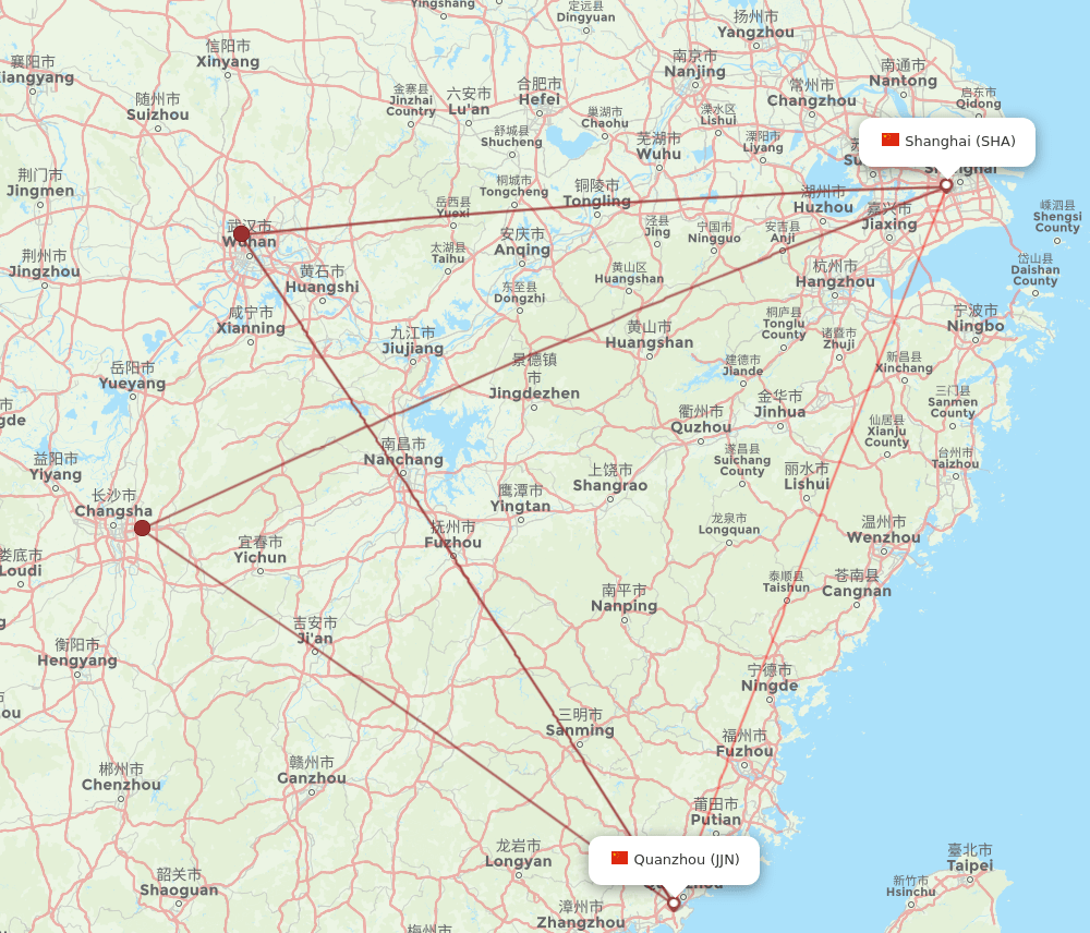 JJN-SHA flight routes