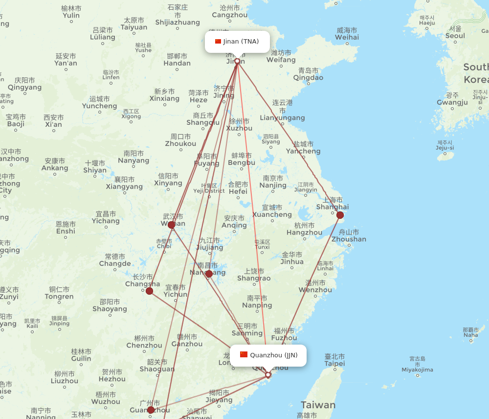 JJN to TNA flights and routes map