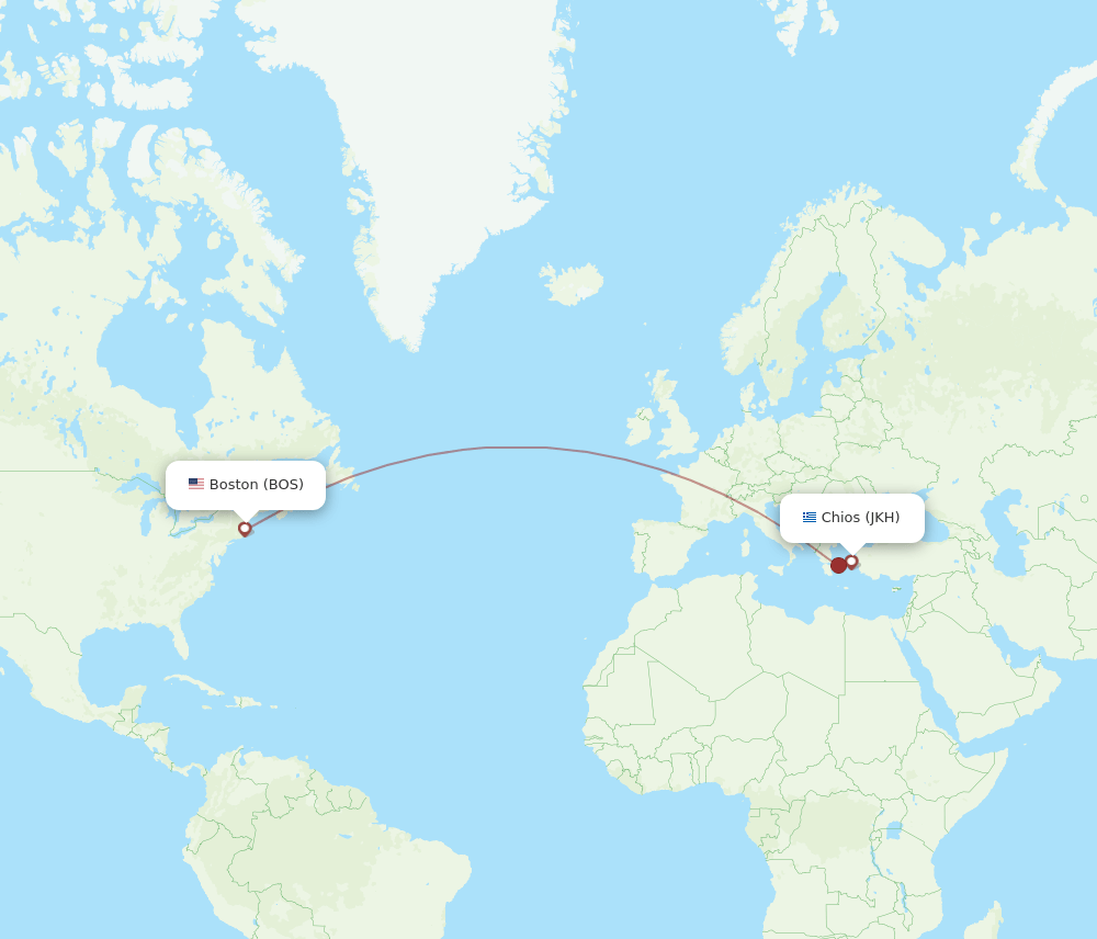 JKH-BOS flight routes
