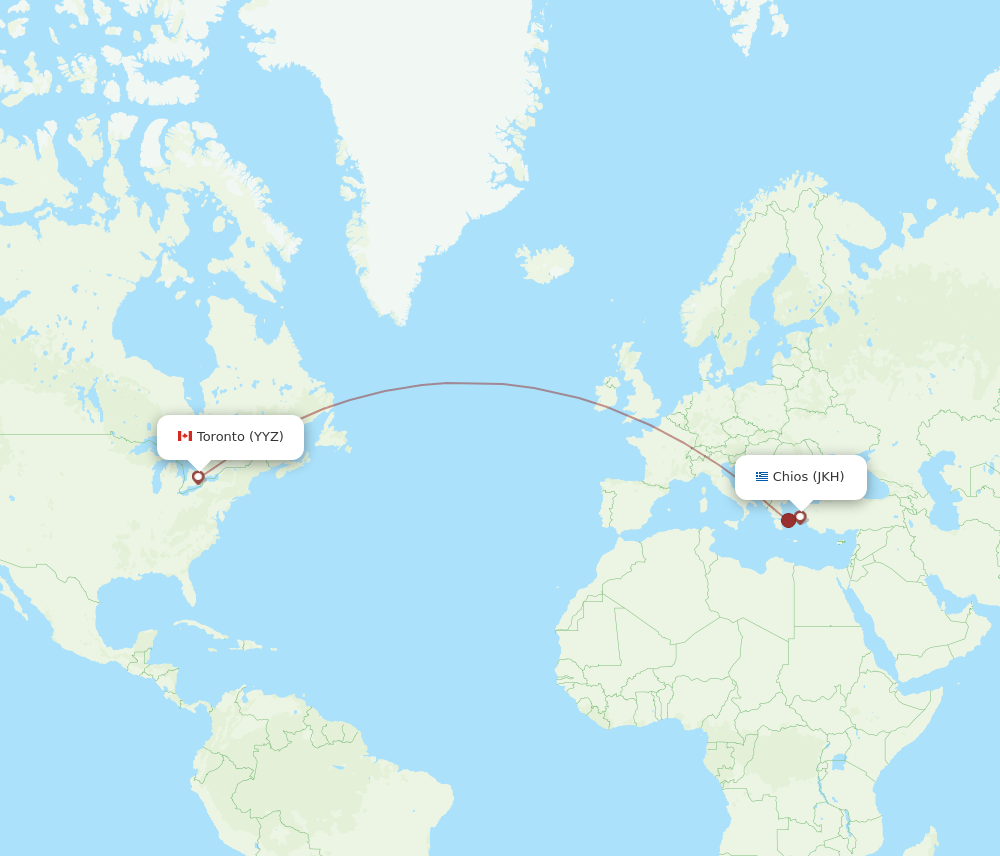 JKH to YYZ flights and routes map