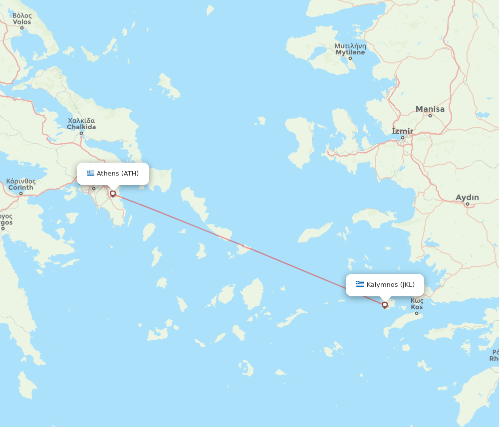 JKL to ATH flights and routes map