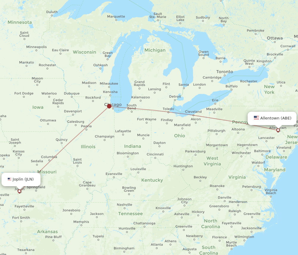 JLN-ABE flight routes