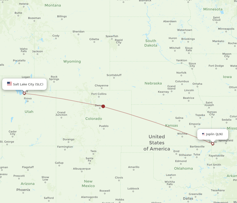 JLN-SLC flight routes