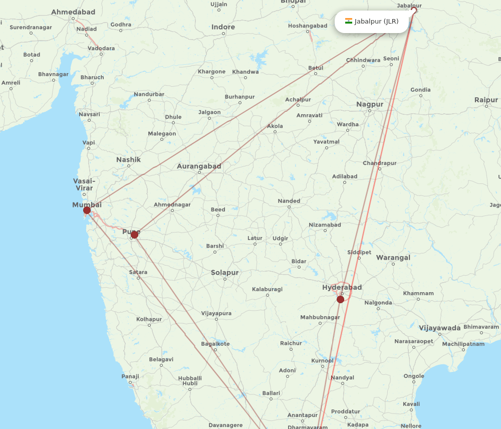 JLR-BLR flight routes