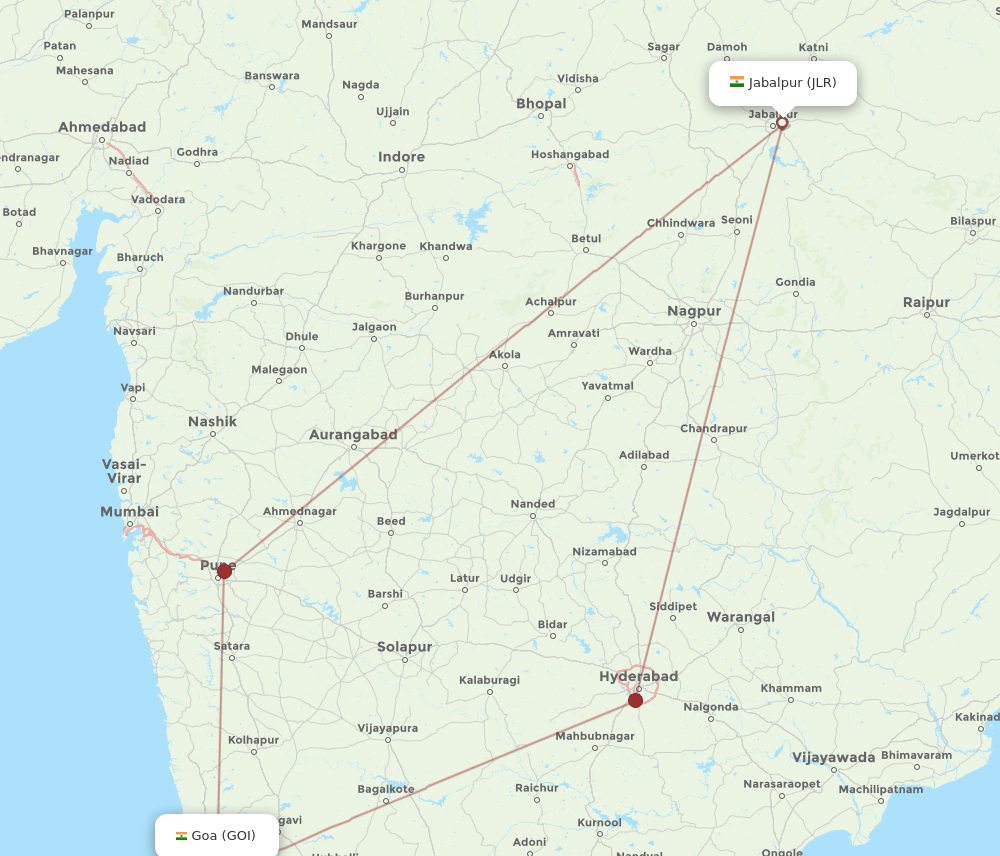 JLR-GOI flight routes