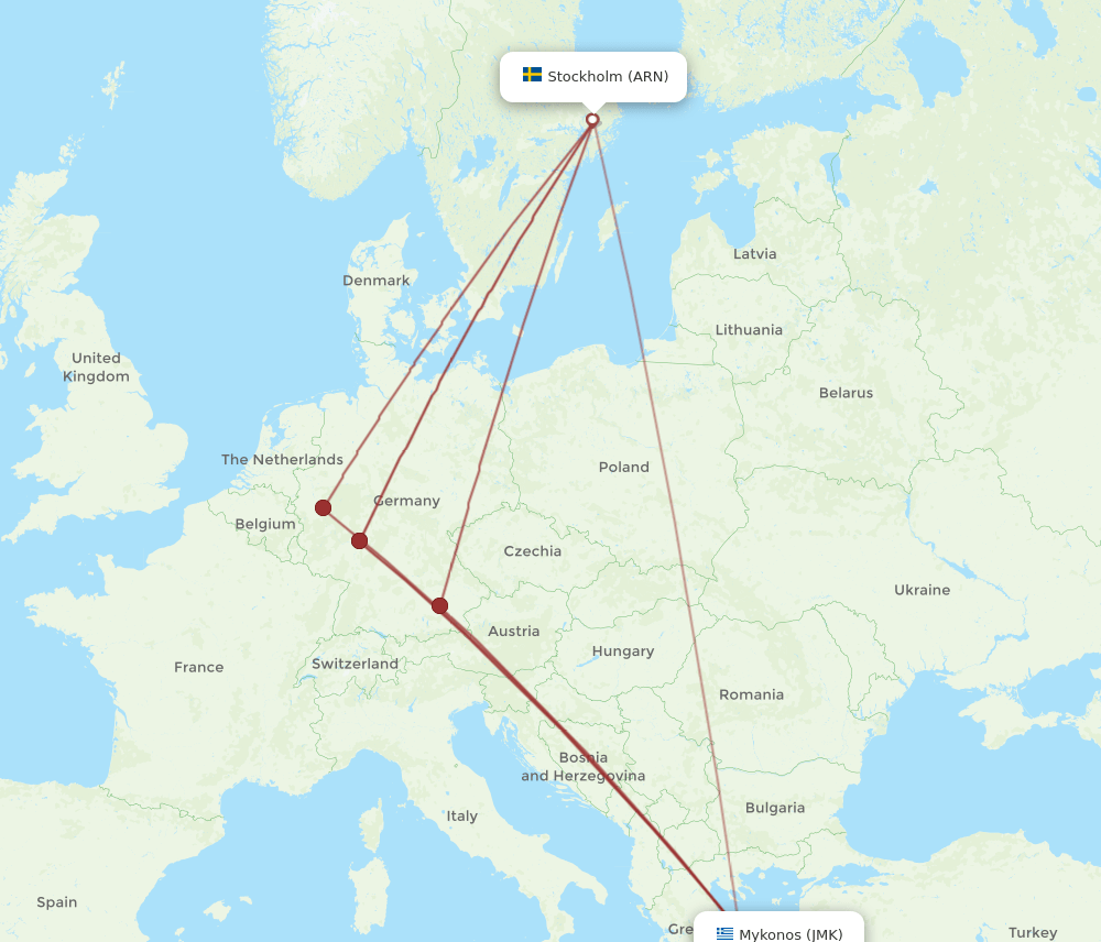 JMK-ARN flight routes