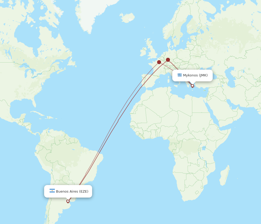 JMK to EZE flights and routes map