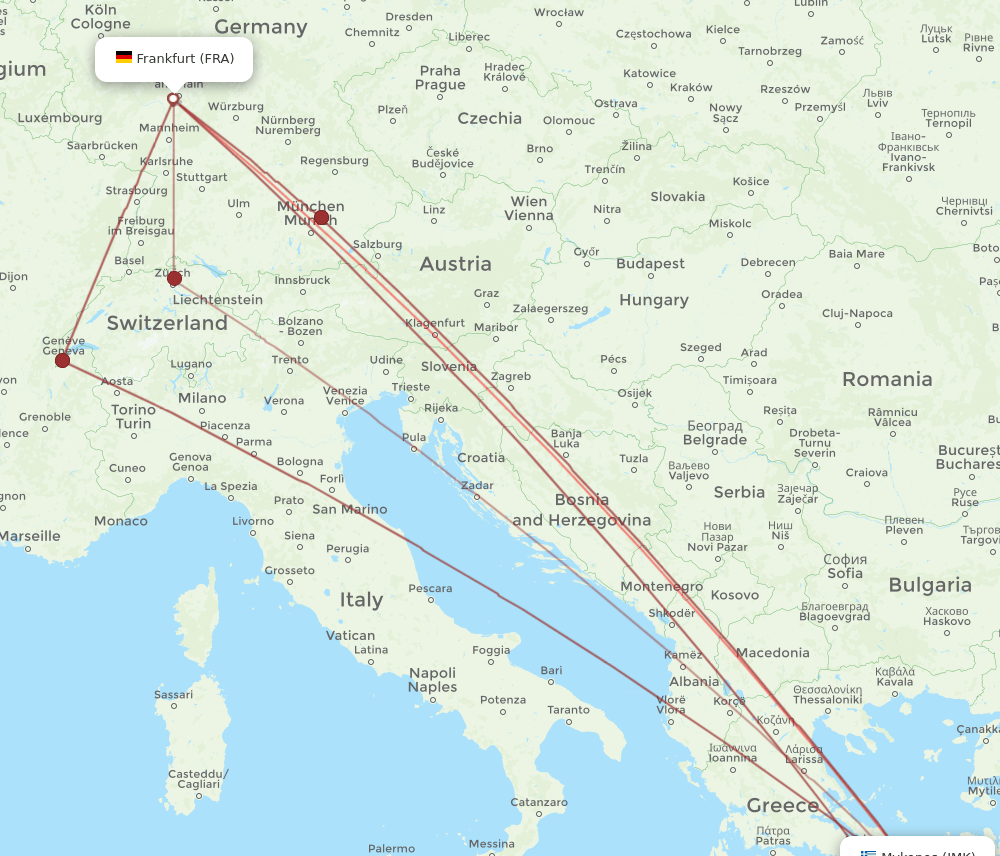 JMK to FRA flights and routes map