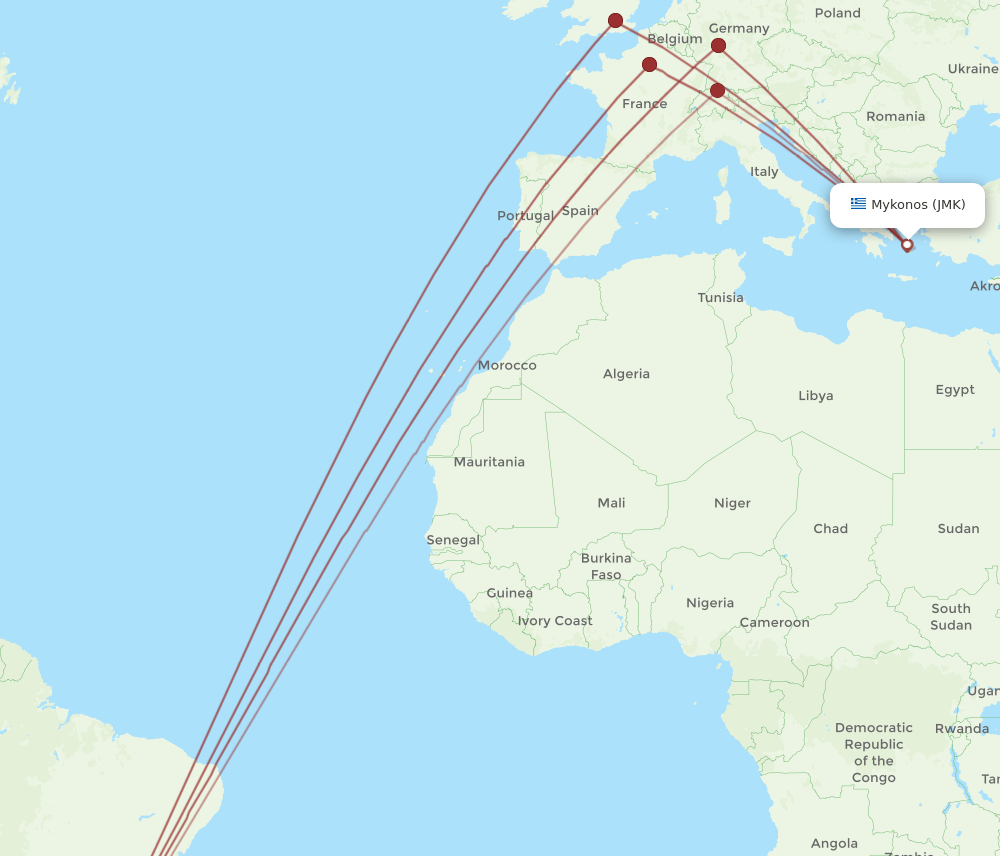 JMK-GRU flight routes