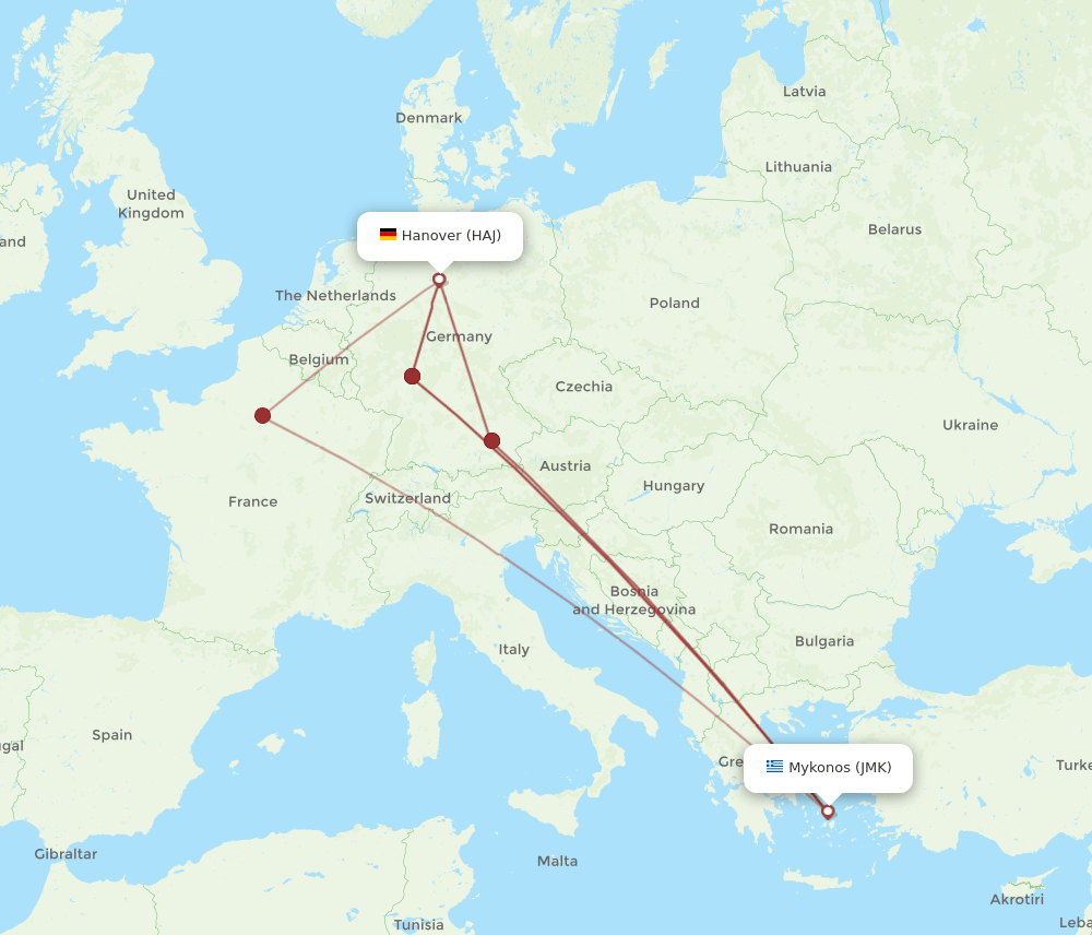 JMK-HAJ flight routes