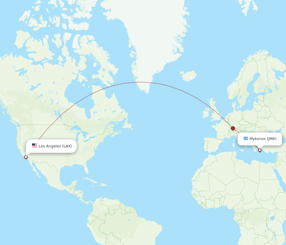 JMK-LAX flight routes