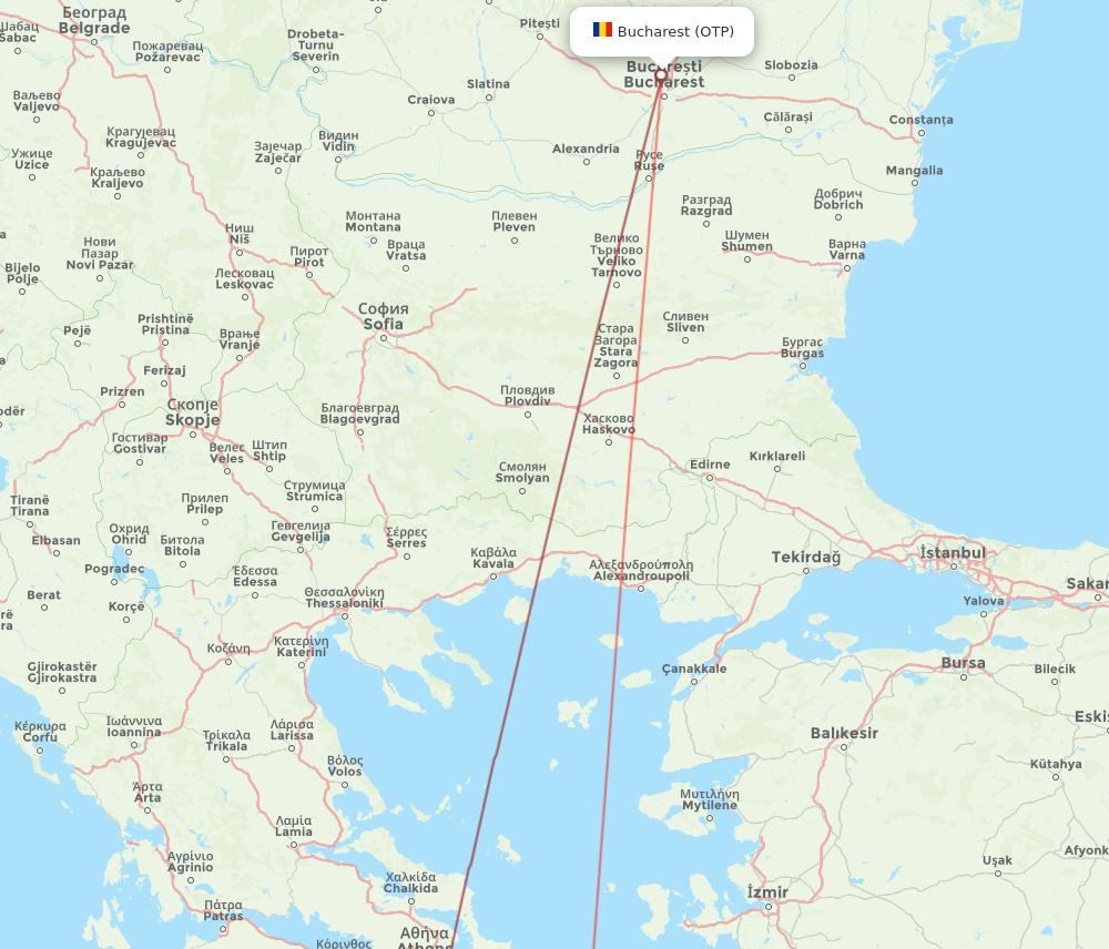JMK to OTP flights and routes map