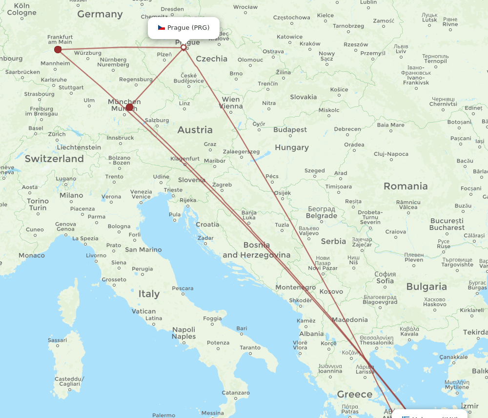 JMK-PRG flight routes