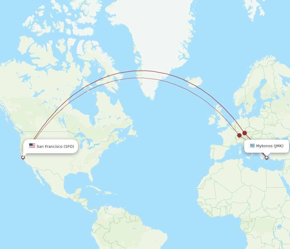JMK-SFO flight routes