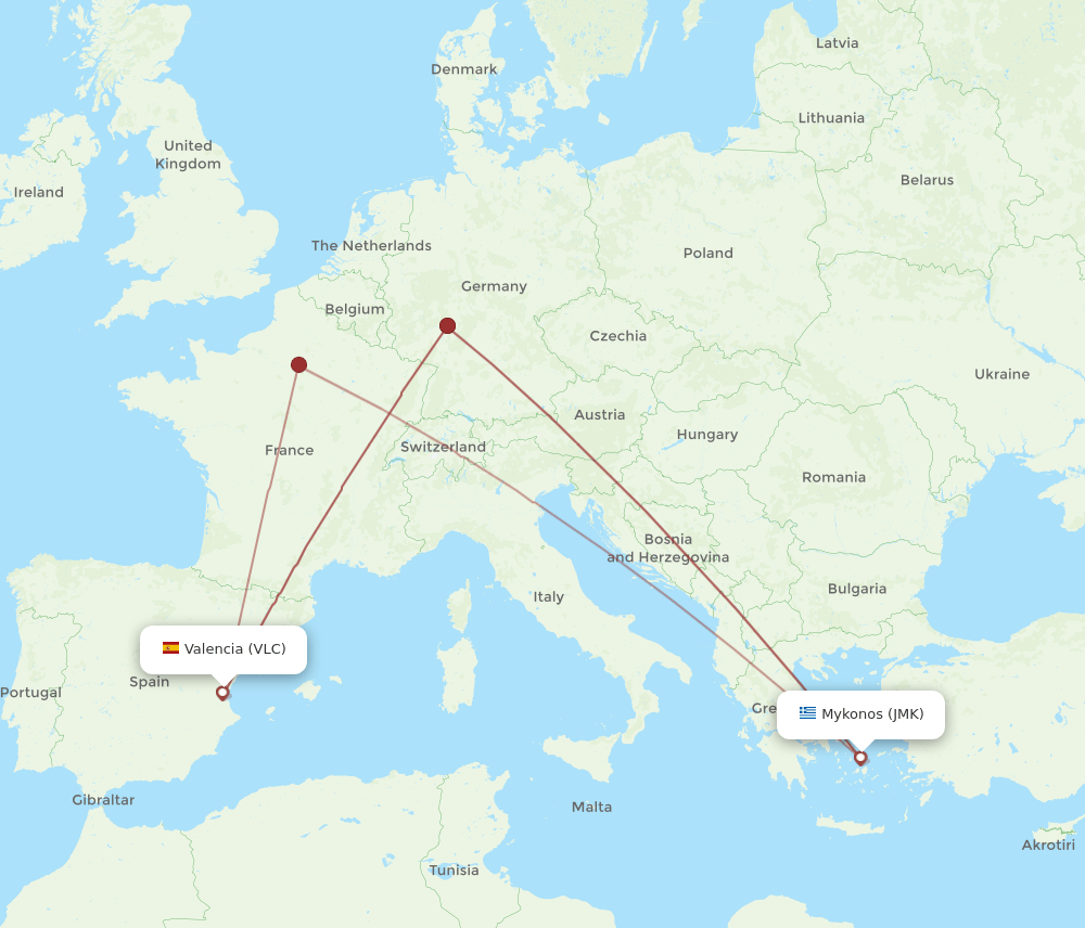 JMK-VLC flight routes
