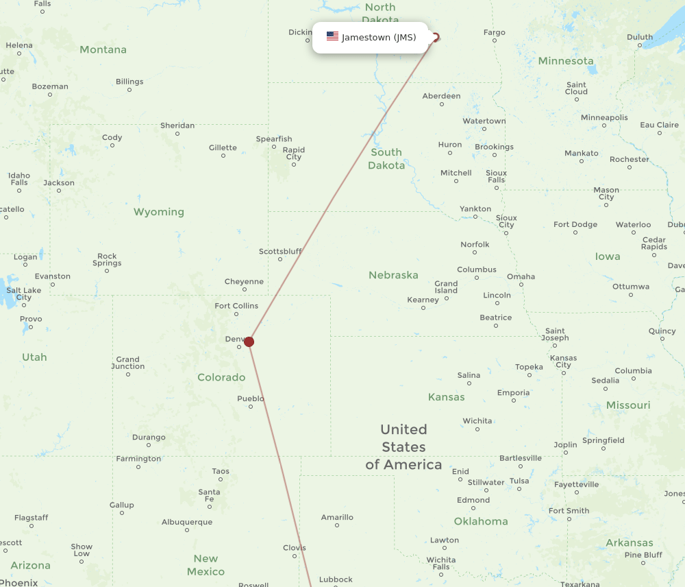 JMS-MAF flight routes