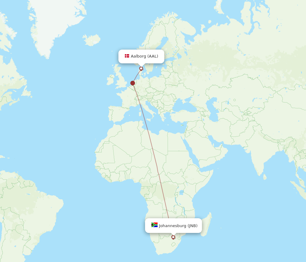 JNB-AAL flight routes