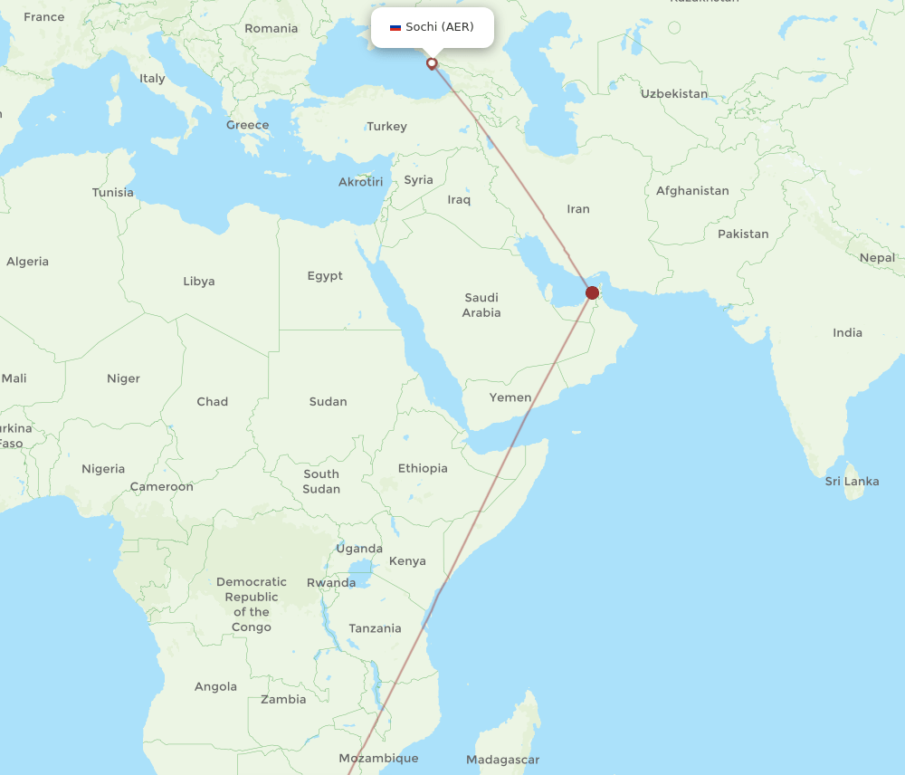 JNB-AER flight routes
