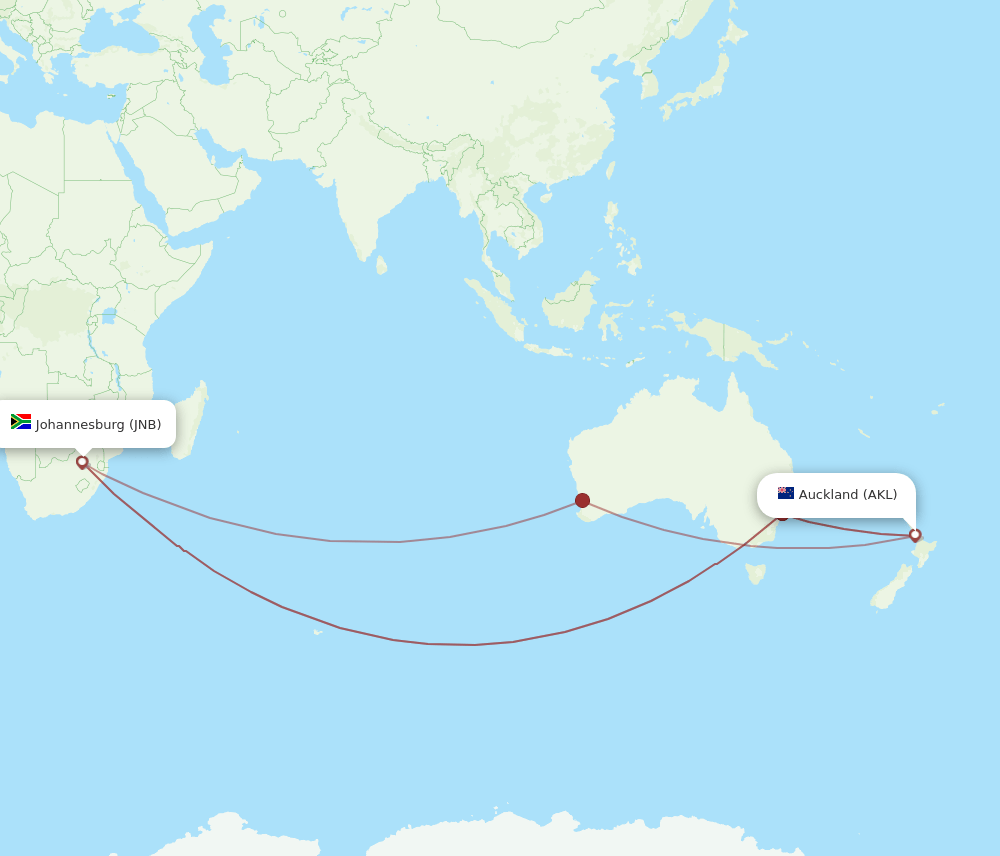 JNB-AKL flight routes