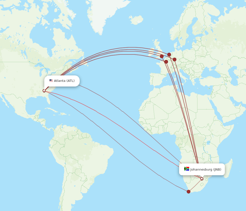 JNB-ATL flight routes
