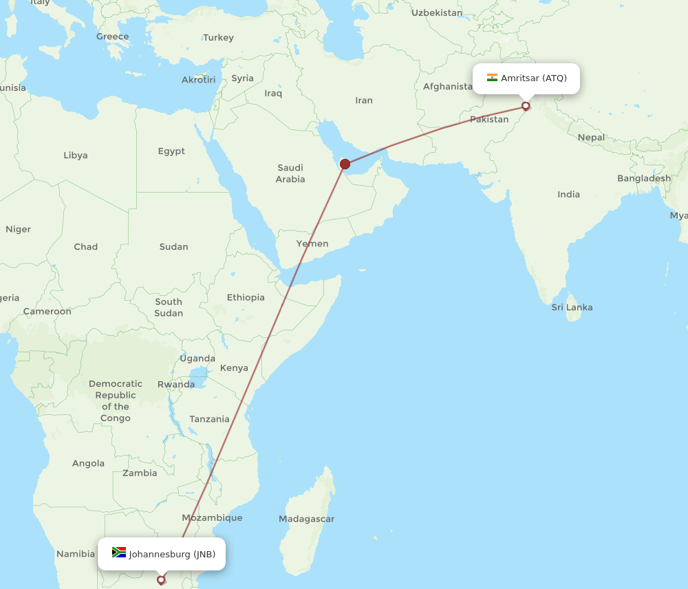 JNB-ATQ flight routes