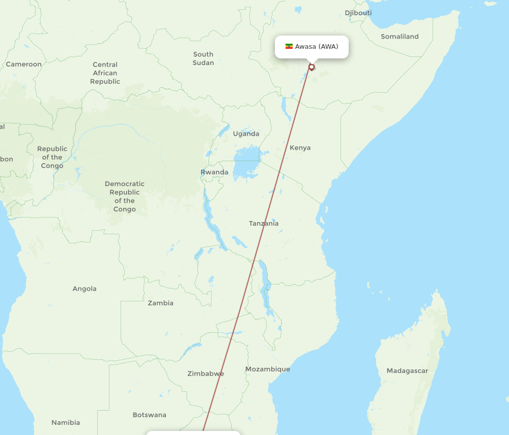 JNB-AWA flight routes