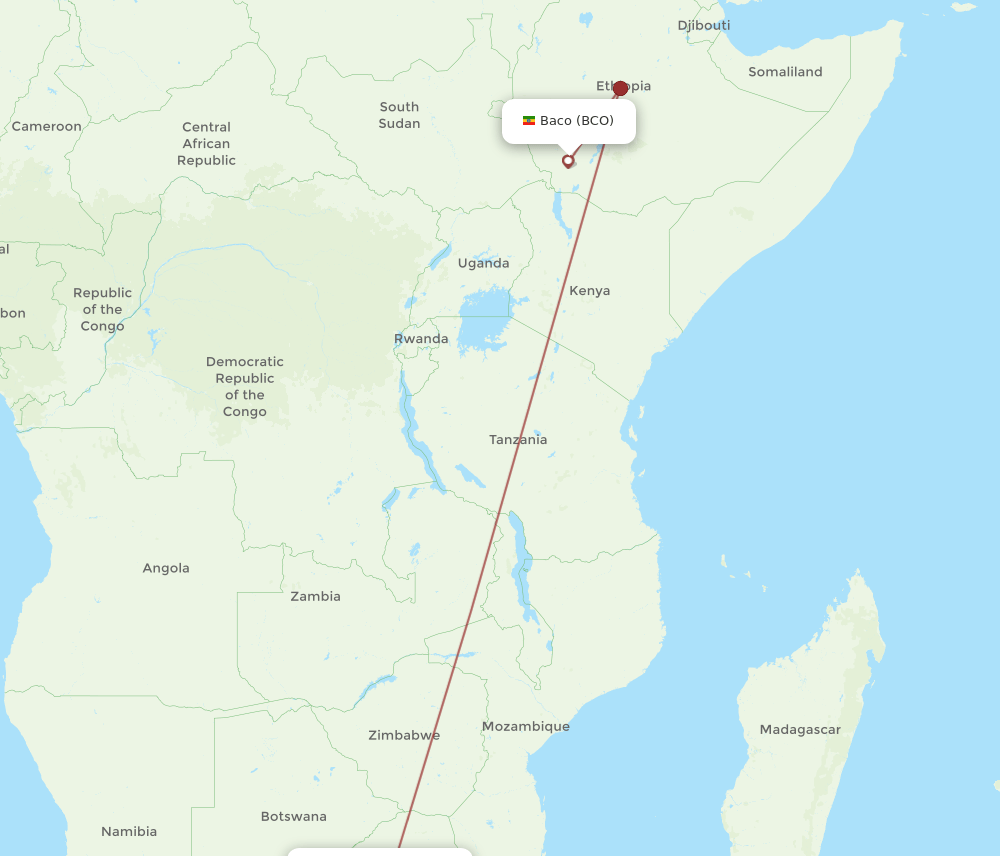 JNB-BCO flight routes