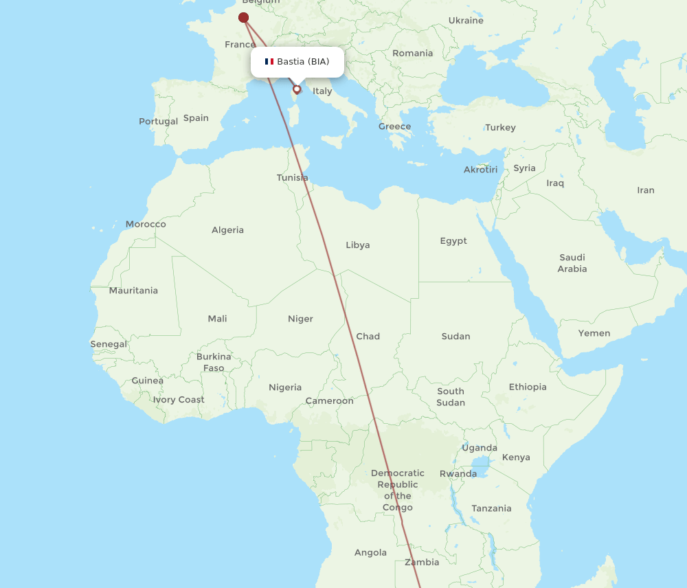 JNB-BIA flight routes