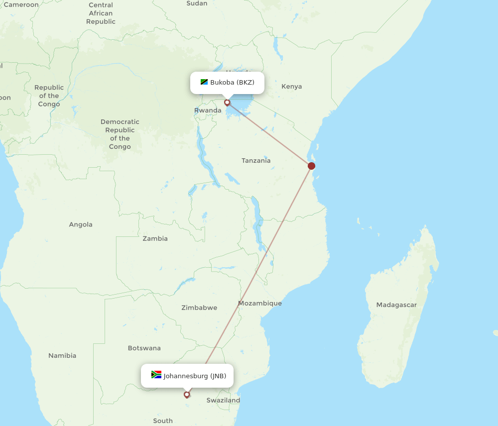 JNB-BKZ flight routes
