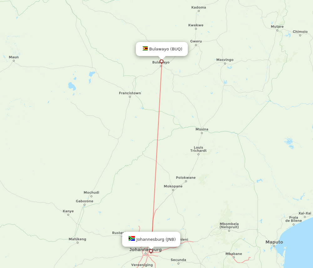 JNB-BUQ flight routes