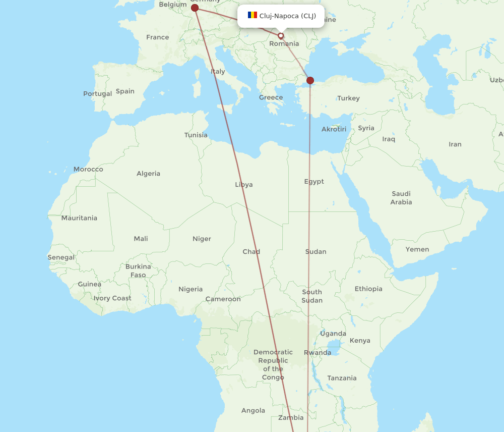 JNB-CLJ flight routes