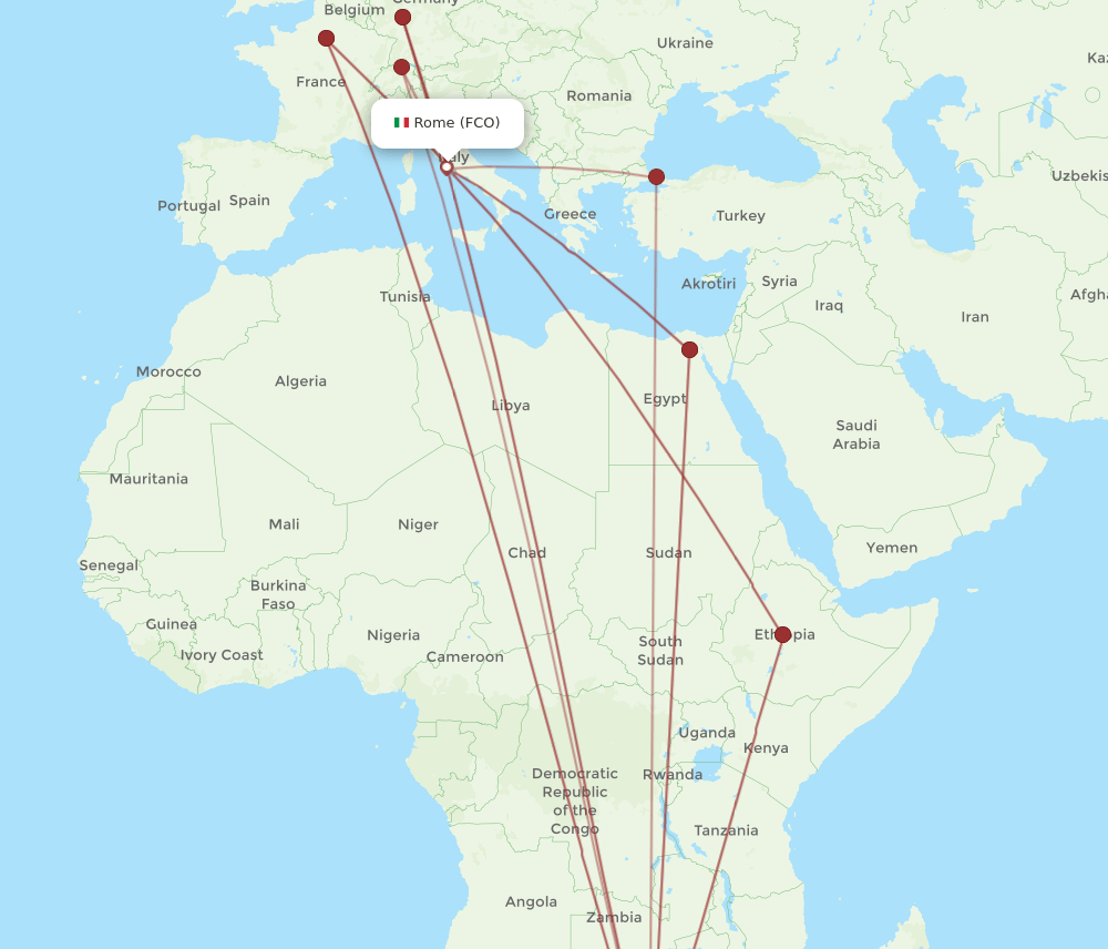 JNB-FCO flight routes