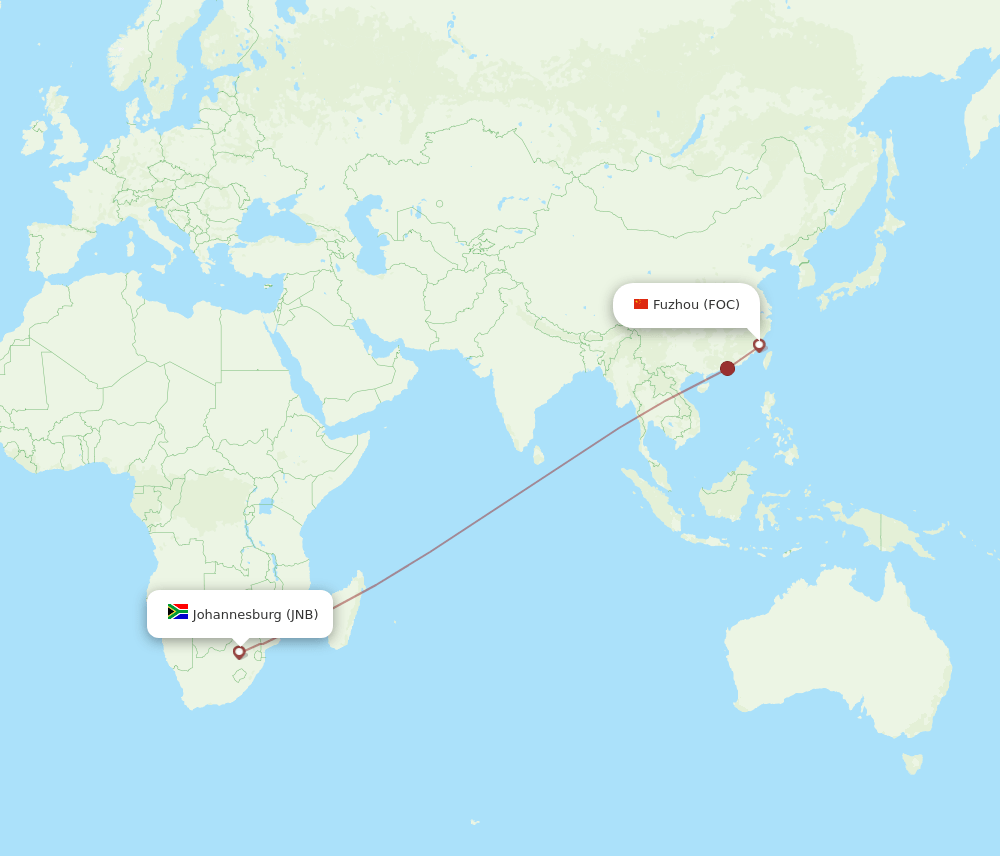 JNB-FOC flight routes