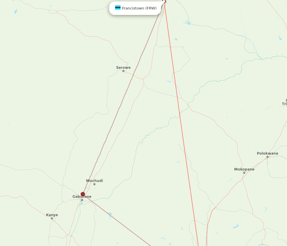 JNB to FRW flights and routes map