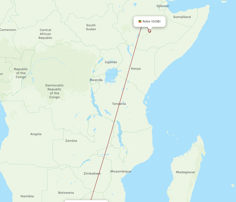 JNB-GOB flight routes